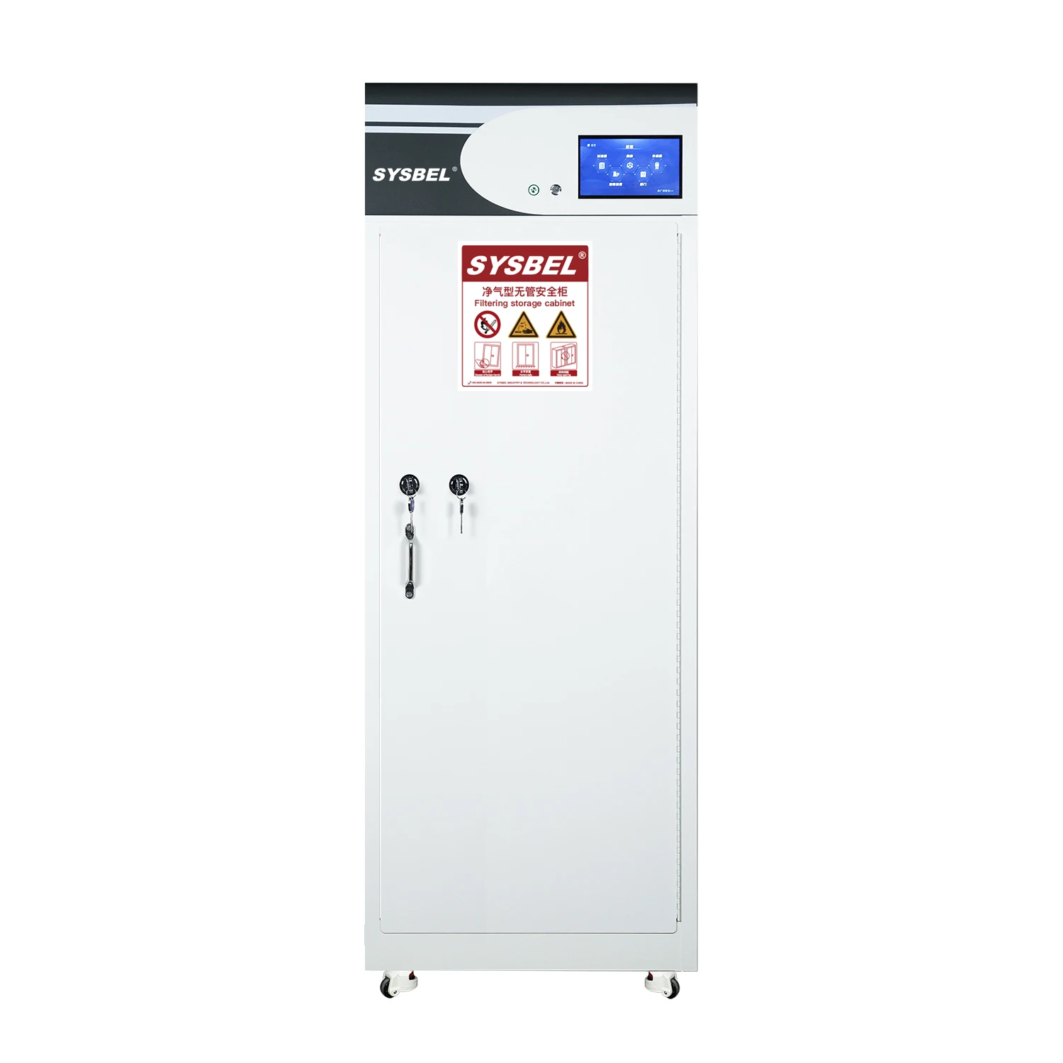 White Ductless Filtered Chemical Storage Cabinet | Filtering Safety Storage Cabinet - SYSBEL White Ductless Filtered Chemical Storage Cabinet | Filtering Safety Storage Cabinet - SYSBEL